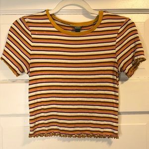Wild Fable Cropped Lettuce-Edge Tee, Size S, Orange, Yellow, Pink, Red